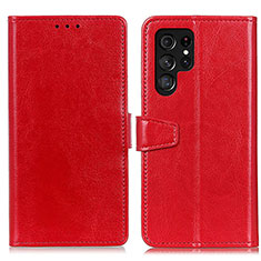 Custodia Portafoglio In Pelle Cover con Supporto A03D per Samsung Galaxy S22 Ultra 5G Rosso