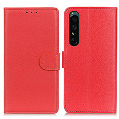 Custodia Portafoglio In Pelle Cover con Supporto A03D per Sony Xperia 1 V Rosso
