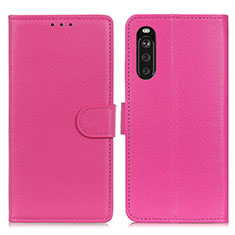 Custodia Portafoglio In Pelle Cover con Supporto A03D per Sony Xperia 10 III Lite Rosa Caldo