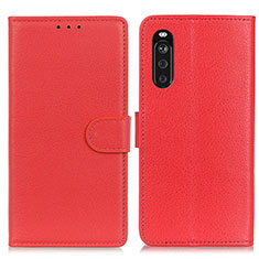 Custodia Portafoglio In Pelle Cover con Supporto A03D per Sony Xperia 10 III Rosso