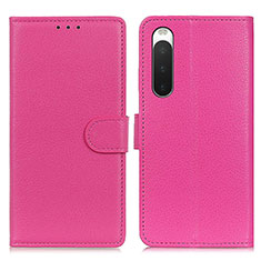 Custodia Portafoglio In Pelle Cover con Supporto A03D per Sony Xperia 10 IV Rosa Caldo