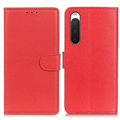Custodia Portafoglio In Pelle Cover con Supporto A03D per Sony Xperia 10 IV Rosso