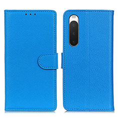 Custodia Portafoglio In Pelle Cover con Supporto A03D per Sony Xperia 10 IV SOG07 Cielo Blu