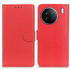 Custodia Portafoglio In Pelle Cover con Supporto A03D per Vivo X90 5G Rosso