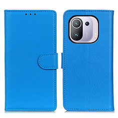 Custodia Portafoglio In Pelle Cover con Supporto A03D per Xiaomi Mi 11 Pro 5G Cielo Blu