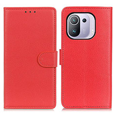 Custodia Portafoglio In Pelle Cover con Supporto A03D per Xiaomi Mi 11 Pro 5G Rosso