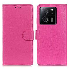Custodia Portafoglio In Pelle Cover con Supporto A03D per Xiaomi Mi 13T Pro 5G Rosa Caldo