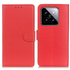 Custodia Portafoglio In Pelle Cover con Supporto A03D per Xiaomi Mi 14 5G Rosso