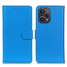 Custodia Portafoglio In Pelle Cover con Supporto A03D per Xiaomi Poco F5 5G Cielo Blu