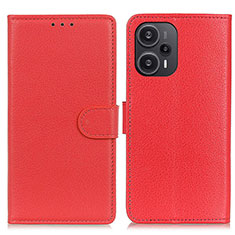 Custodia Portafoglio In Pelle Cover con Supporto A03D per Xiaomi Poco F5 5G Rosso