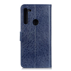 Custodia Portafoglio In Pelle Cover con Supporto A04D per Motorola Moto One Fusion Plus Blu