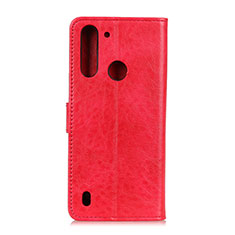 Custodia Portafoglio In Pelle Cover con Supporto A04D per Motorola Moto One Fusion Rosso