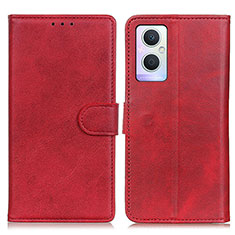 Custodia Portafoglio In Pelle Cover con Supporto A04D per OnePlus Nord N20 5G Rosso