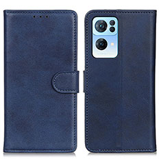 Custodia Portafoglio In Pelle Cover con Supporto A04D per Oppo Reno7 Pro 5G Blu