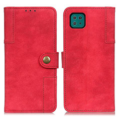 Custodia Portafoglio In Pelle Cover con Supporto A04D per Samsung Galaxy F42 5G Rosso