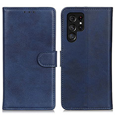 Custodia Portafoglio In Pelle Cover con Supporto A04D per Samsung Galaxy S22 Ultra 5G Blu