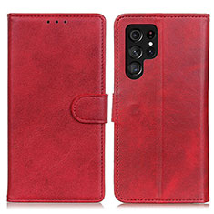 Custodia Portafoglio In Pelle Cover con Supporto A04D per Samsung Galaxy S22 Ultra 5G Rosso