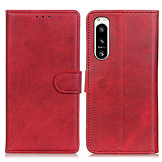 Custodia Portafoglio In Pelle Cover con Supporto A04D per Sony Xperia 5 IV Rosso