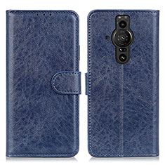 Custodia Portafoglio In Pelle Cover con Supporto A04D per Sony Xperia PRO-I Blu