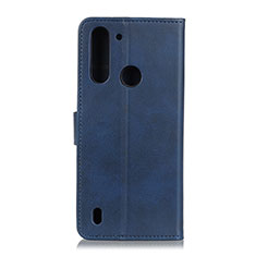 Custodia Portafoglio In Pelle Cover con Supporto A05D per Motorola Moto One Fusion Blu