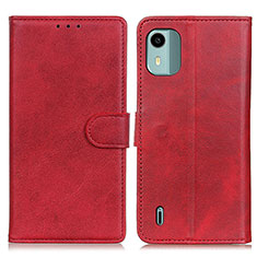 Custodia Portafoglio In Pelle Cover con Supporto A05D per Nokia C12 Rosso