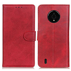 Custodia Portafoglio In Pelle Cover con Supporto A05D per Nokia C200 Rosso