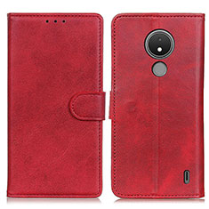 Custodia Portafoglio In Pelle Cover con Supporto A05D per Nokia C21 Rosso