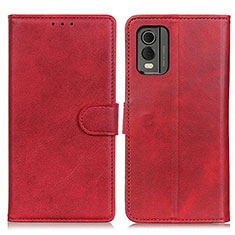 Custodia Portafoglio In Pelle Cover con Supporto A05D per Nokia C210 Rosso