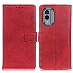Custodia Portafoglio In Pelle Cover con Supporto A05D per Nokia X30 5G Rosso