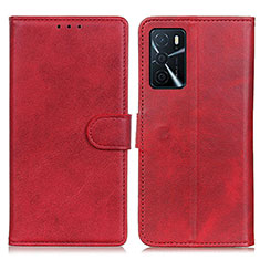 Custodia Portafoglio In Pelle Cover con Supporto A05D per Oppo A16s Rosso