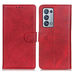 Custodia Portafoglio In Pelle Cover con Supporto A05D per Oppo Reno6 Pro+ Plus 5G Rosso