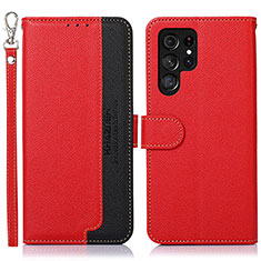 Custodia Portafoglio In Pelle Cover con Supporto A05D per Samsung Galaxy S23 Ultra 5G Rosso