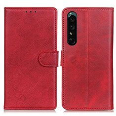 Custodia Portafoglio In Pelle Cover con Supporto A05D per Sony Xperia 1 V Rosso