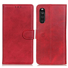 Custodia Portafoglio In Pelle Cover con Supporto A05D per Sony Xperia 10 III SO-52B Rosso