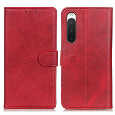 Custodia Portafoglio In Pelle Cover con Supporto A05D per Sony Xperia 10 IV Rosso