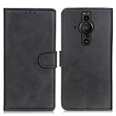 Custodia Portafoglio In Pelle Cover con Supporto A05D per Sony Xperia PRO-I Nero