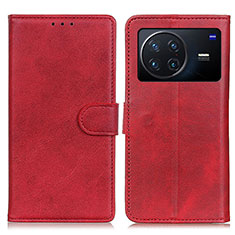 Custodia Portafoglio In Pelle Cover con Supporto A05D per Vivo X Note Rosso