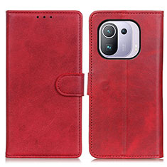 Custodia Portafoglio In Pelle Cover con Supporto A05D per Xiaomi Mi 11 Pro 5G Rosso