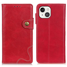 Custodia Portafoglio In Pelle Cover con Supporto A06 per Apple iPhone 13 Mini Rosso