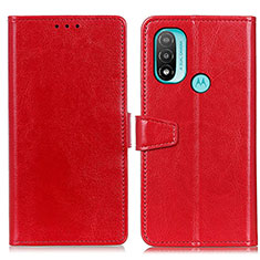 Custodia Portafoglio In Pelle Cover con Supporto A06D per Motorola Moto E30 Rosso