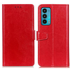 Custodia Portafoglio In Pelle Cover con Supporto A06D per Motorola Moto Edge 20 5G Rosso