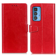 Custodia Portafoglio In Pelle Cover con Supporto A06D per Motorola Moto Edge 20 Pro 5G Rosso