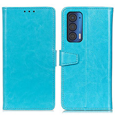 Custodia Portafoglio In Pelle Cover con Supporto A06D per Motorola Moto Edge (2021) 5G Cielo Blu