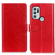 Custodia Portafoglio In Pelle Cover con Supporto A06D per Motorola Moto G60s Rosso