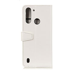 Custodia Portafoglio In Pelle Cover con Supporto A06D per Motorola Moto One Fusion Bianco