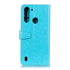 Custodia Portafoglio In Pelle Cover con Supporto A06D per Motorola Moto One Fusion Cielo Blu