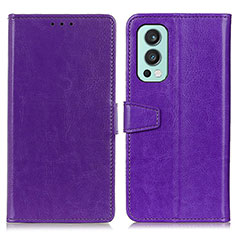 Custodia Portafoglio In Pelle Cover con Supporto A06D per OnePlus Nord 2 5G Viola