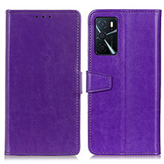 Custodia Portafoglio In Pelle Cover con Supporto A06D per Oppo A16 Viola