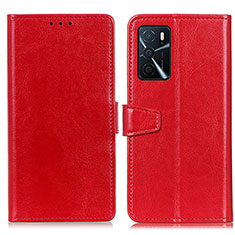Custodia Portafoglio In Pelle Cover con Supporto A06D per Oppo A16s Rosso