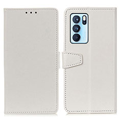 Custodia Portafoglio In Pelle Cover con Supporto A06D per Oppo Reno6 Pro 5G India Bianco